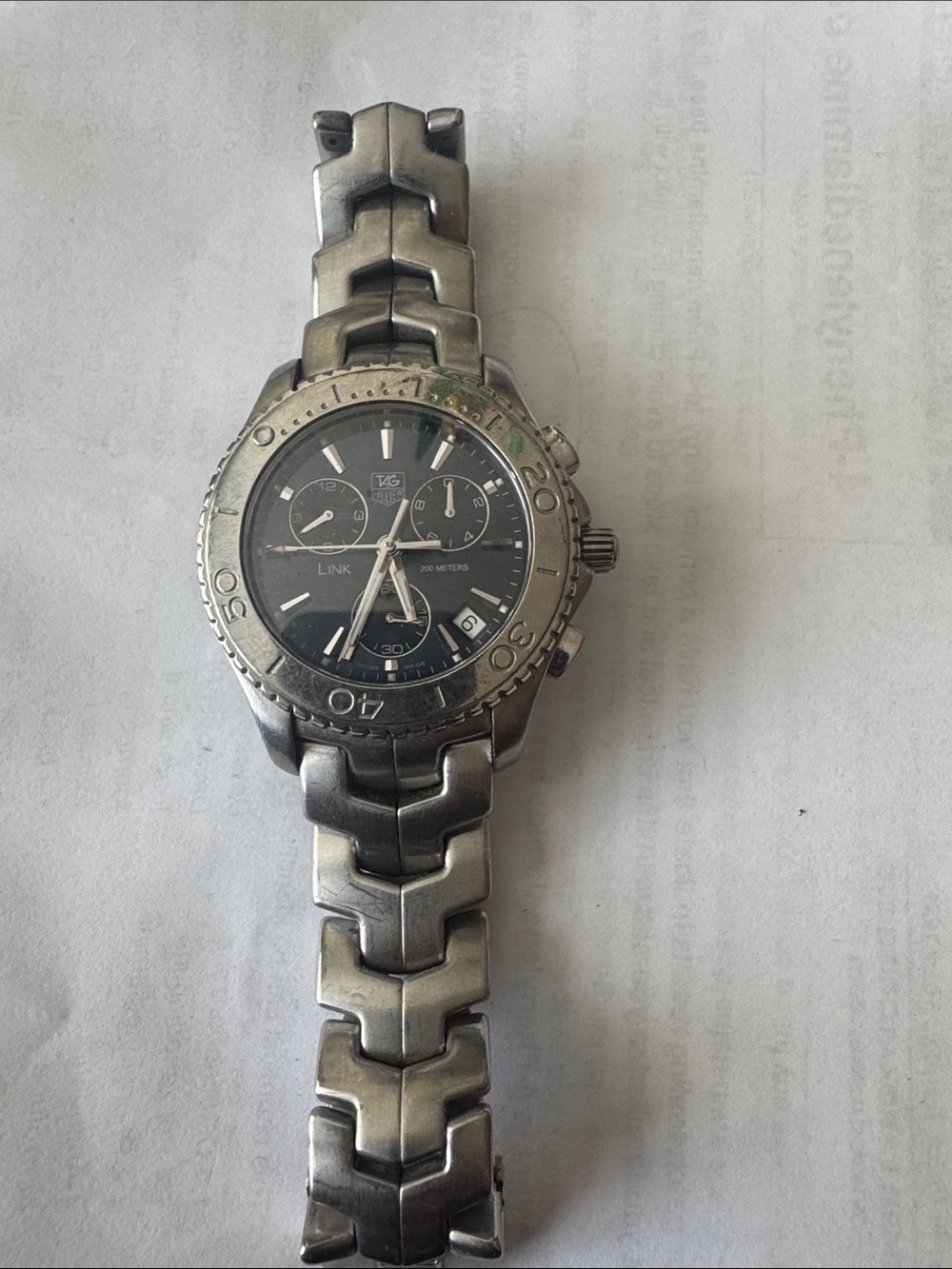 Tag Heuer Stainless Steel Link Watch - Black and Silver